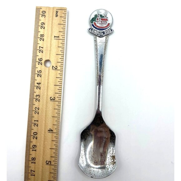 London Zoo Souvenir Collectible Silver-Plated Teaspoon With Giraffe & Ark Design - Picture 3 of 4